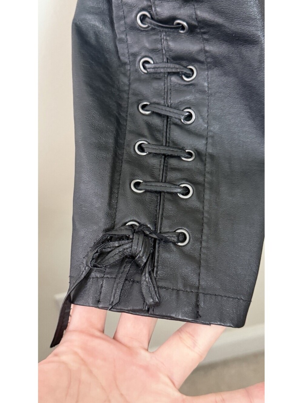 ISABEL MARANT FOR H&M NAPA LEATHER LACE UP CORSET MOTO CROPPED PANT~ 4 - Picture 10 of 14